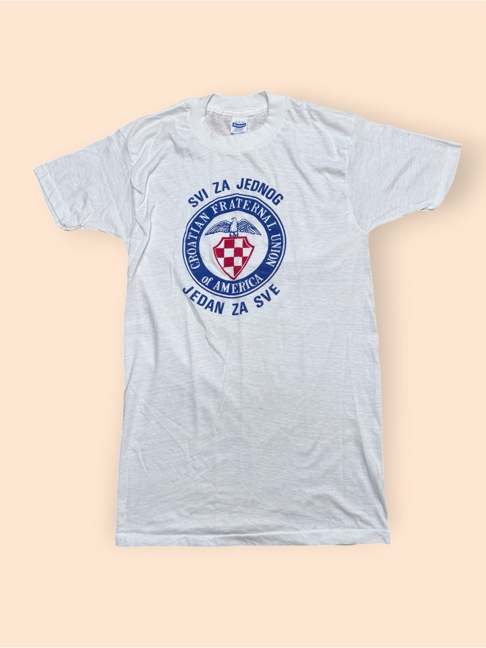 Vintage 1980s Croatia Fraternal Union Of America T Shirt Medium White Vtg 80s